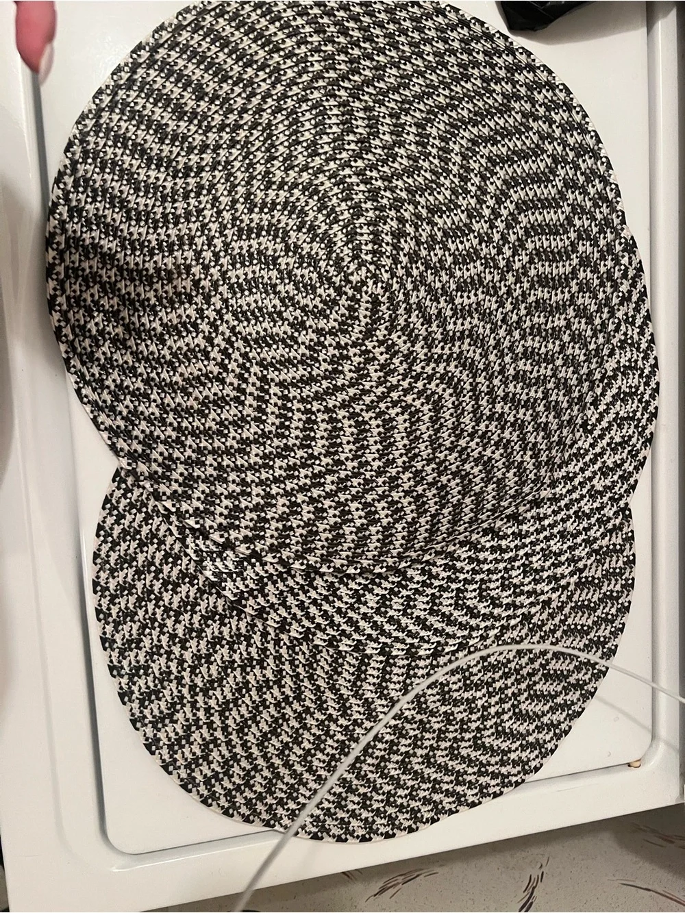Black and White Braided Round Placemats - Set of 6